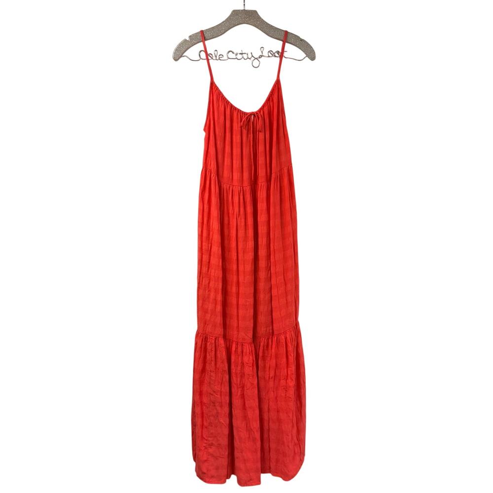 Old Navy Maxi Dress Medium Hot Red Keyhole Tie Spaghetti Strap